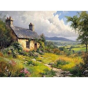 Irish Cottage Landscape Canvas Print 16" tall x 20"wide